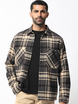 Rare Rabbit - Nero Dark Grey Checks Shaket