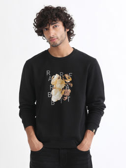 Rare Rabbit - Notic Primary Black Printed Sweatshirt
