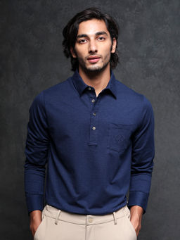 Rare Rabbit - Ralfet Primary Navy Blue Solid Polo T-Shirt