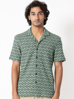 Rare Rabbit - Stretch Primary Green Abstract Print Shirt