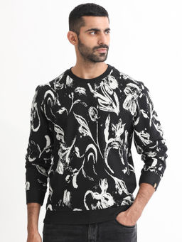 Rare Rabbit - Thalora Primary Black Floral Sweatshirt