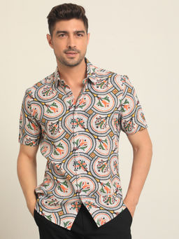 Rare Rabbit - Tiles Primary Multi-Color Print Shirt