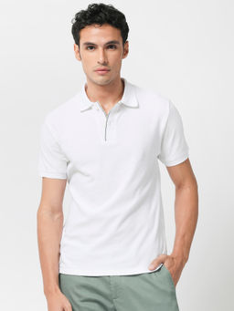 Rare Rabbit - Turino Primary White Solid Polo T-Shirt