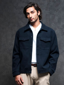 Rare Rabbit - Tweedo Primary Navy Blue Solid Jacket