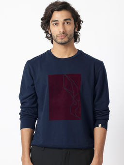 Rare Rabbit - Velot Primary Navy Blue Printed Sweatshirt