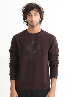 Rare Rabbit - Voir Dark Maroon Printed Sweatshirt