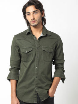 Rare Rabbit - Xenon Primary Olive Solid Shirt