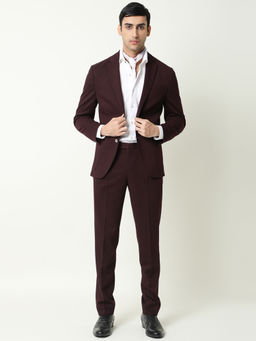Rare Rabbit - Zandro Primary Maroon Solid 2 Piece Suit (Set of 2)