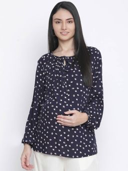 Oxolloxo - Shining Blue Polka Print Maternity Top