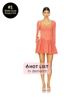 Free People - x free-est Onda Sleeved Mini Dress In Red Mango