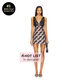 Free People - Countryside Printed Mini Dress In Black Combo
