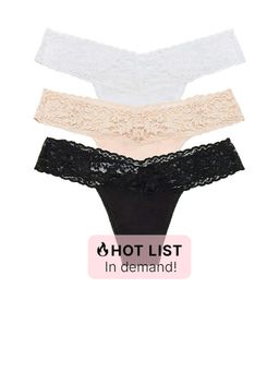 Hanky Panky - Organic Cotton 3 Pack Low Rise Thongs Black