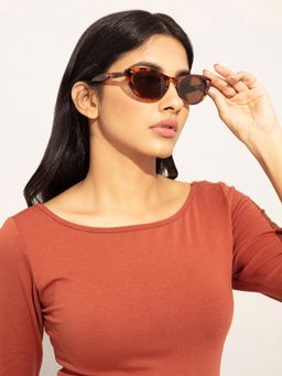 Twenty Dresses by Nykaa Fashion - Brown Animal Print Cat Eye Sunglasses