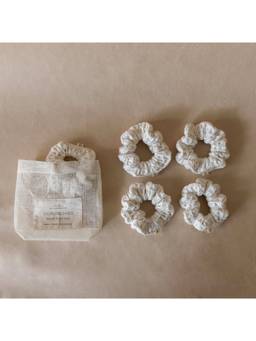 Akiiko - Beige Set of 5 Pique Waffle Skinny Scrunchies