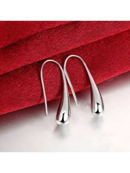 Scoup - Silver Colored Teardrop Hook Earrings