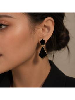Scoup - Geometric Black Drop Earrings