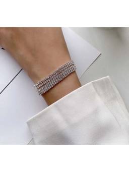 Scoup - White Rhinestone-Embellished Bracelets