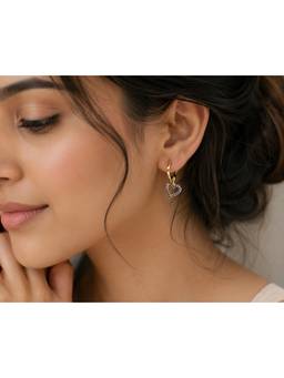 Scoup - White Colored Heart Charm Hoop Earring