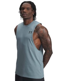 Under Armour - Blue Men's Left Chest Cut Off Sleeveless T-Shirt