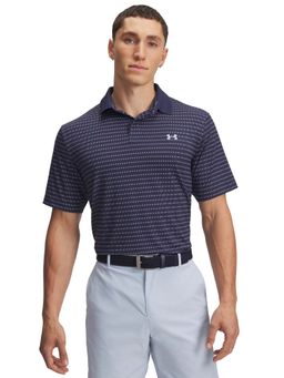 Under Armour - Blue Men's Drive Chill Printed Golf Polo T-Shirt