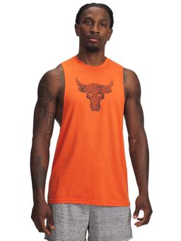 Under Armour - Orange Men's Project Rock Payoff Graphic Sleeveless T-Shirt