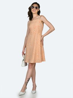 Zink London - Womens Peach Printed Mini Dress