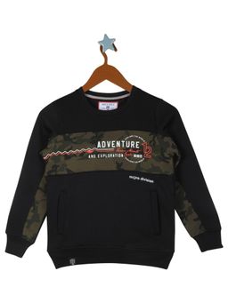 Monte Carlo - Boys Black Cotton Blend Camouflage Sweatshirt