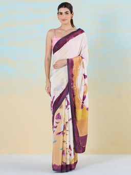 Navyasa By Liva - Delightful Neutrals Yellow Saree with Unstitched Blouse