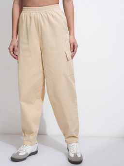 TOKYO TALKIES - Women Mid Rise Mom Fit Cargo Pant