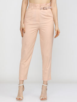 TOKYO TALKIES - Peach-Coloured Tapered Fit Cigarette Casual Trouser