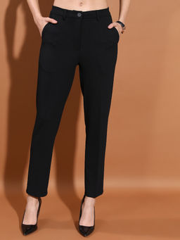 TOKYO TALKIES - Women Mid-Rise Flat Front Regular Fit Casual Trouser