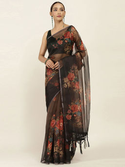 Soch - Printed Art Silk Saree with Unstitched Blouse