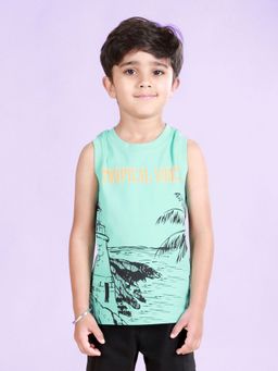 KiddoPanti - Boys Cotton Front Panel Printed Round Neck T-Shirt
