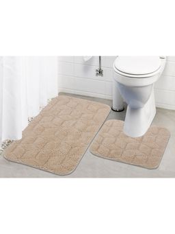 Saral Home - Anti-Skid Bath Mat (Beige, Cotton, Medium)