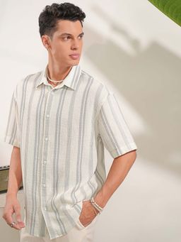 LOCOMOTIVE - Men Off White Stripes Oversized Shirt