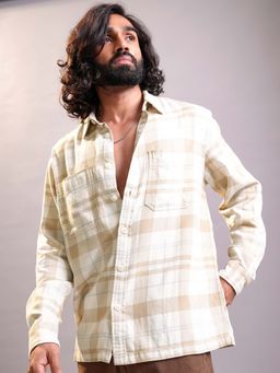 LOCOMOTIVE - Men Beige Checks Oversized Shirt