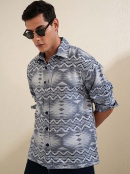 LOCOMOTIVE - Men Navy Blue Abstract Printed Shirt