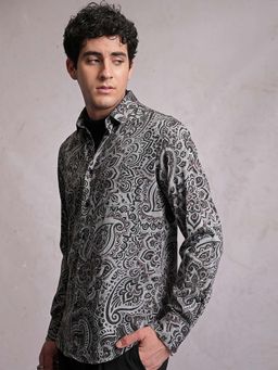 LOCOMOTIVE - Men Grey Floral Printed Slim Fit Party Shirt