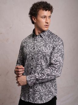 LOCOMOTIVE - Men Multi-Color Cotton Geometric Printed Party Shirt