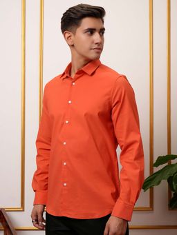 LOCOMOTIVE - Men Orange Solid Formal Shirt