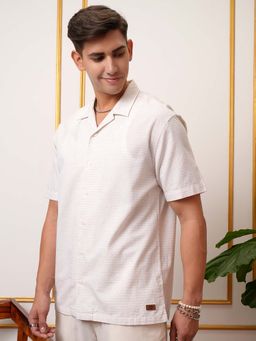 LOCOMOTIVE - Men Light Beige Stripes Collar Relaxed Fit Shirt