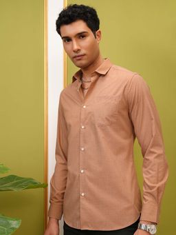 LOCOMOTIVE - Men Brown Melange Textured Shirt