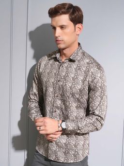 LOCOMOTIVE - Men Grey Cotton Printed Shirt