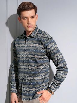 LOCOMOTIVE - Men Navy Blue Cotton Printed Shirt