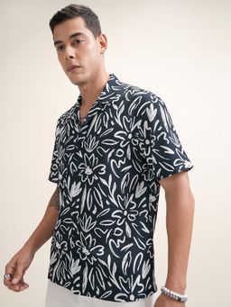 LOCOMOTIVE - Men Navy Blue Floral Printed Collar Relaxed Fit Shirt