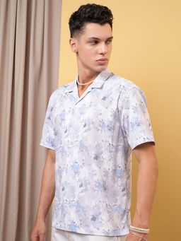 LOCOMOTIVE - Men Lavender Floral Print Collar Relaxed Fit Shirt