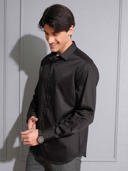 LOCOMOTIVE - Men Black Cotton Solid Formal Shirt