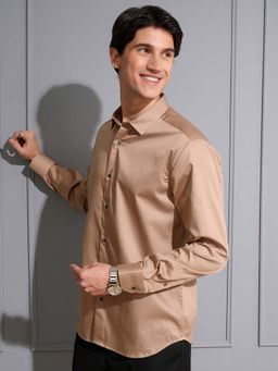 LOCOMOTIVE - Men Brown Cotton Solid Formal Shirt