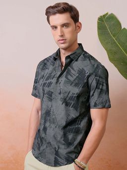 LOCOMOTIVE - Men Grey Printed Relaxed Fit Shirt