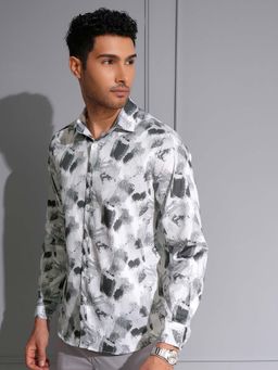 LOCOMOTIVE - Men Grey Cotton Printed Party Shirt